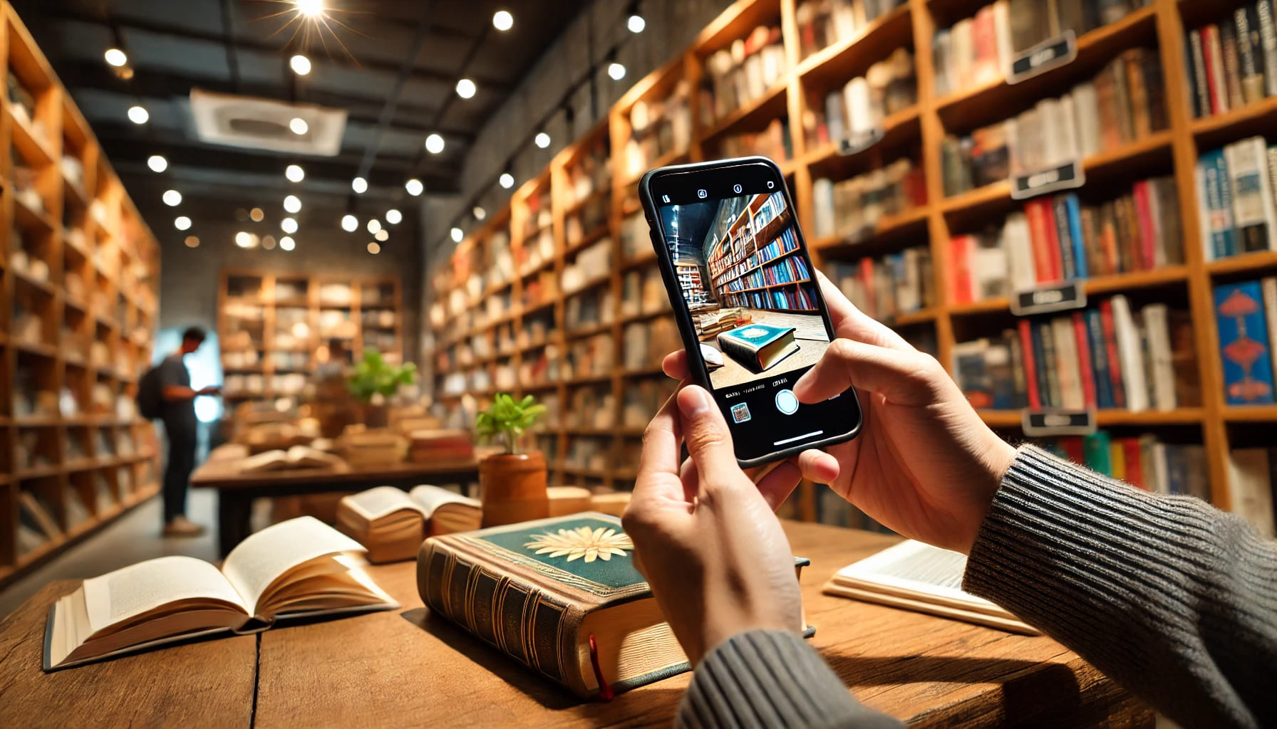 Imagen de un librero usando la herramienta de fotos de libros de Eyrabooks