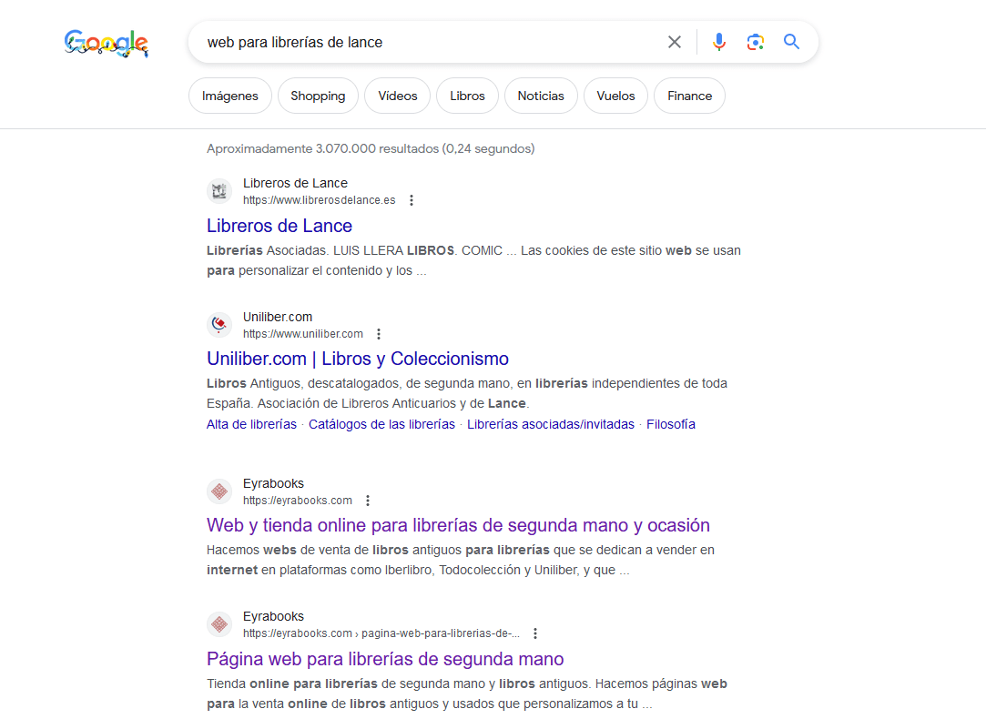 ejemplo de resultado en google por contexto